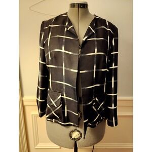 Pendleton Womens Silk Blazer Sz 12 Open Front Jacket Career Pockets